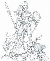 Female Warrior Paladin Coloring Pages Drawing Line Fantasy Warriors Deviantart Staino Woman Adult Cool Book Drawings Bing Lineart Colouring Character sketch template