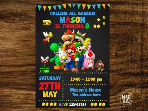 Mario Bros Invitation Mario Bros Birthday Invitation Mario Etsy