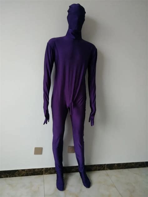 dark purple zentai suit lycra unitard spandex full bodysuits catsuit wear skin tights mens