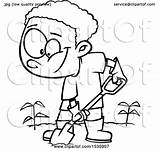Digging Boy Cartoon Outline Clipart African Illustration American Toonaday Royalty Garden Vector Clip 2021 sketch template