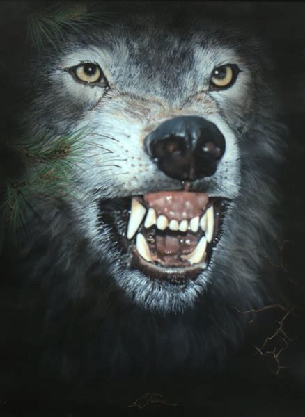 airbrush art wolf fang original