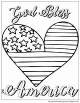 Coloring Pages July 4th Bless God America Heart Kids Sheets Independence Adult Choose Board sketch template