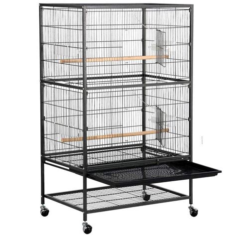 yaheetech bird cage large wrought iron flight cage  rolling stand doors feeder