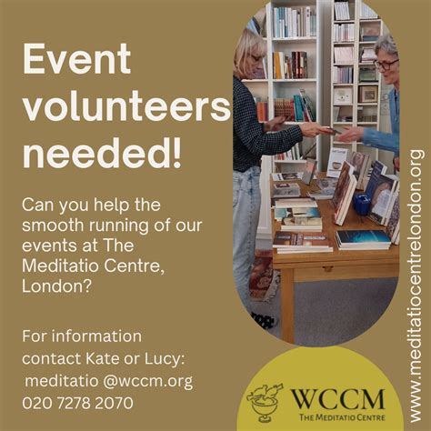 event volunteers needed meditatio centre london