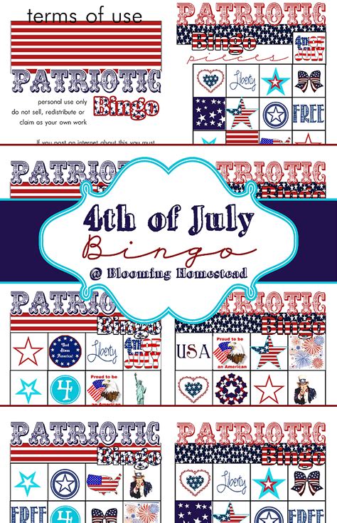 patriotic   july bingo blooming homestead