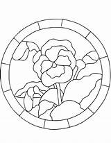 Stained Glass Coloring Pages Flower Pansy Kids Printable sketch template