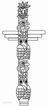 Totem Printable Totempfahl Ausmalbilder Cool2bkids Tiki Totems Alaska Gesichter Colouring Indio sketch template