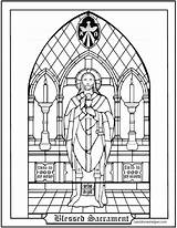 Coloring Communion Pages Catholic First Sacrament Blessed Priest Sacraments Stained Glass Jesus Kids Holy Eucharist High Catechism Mass Color Book sketch template
