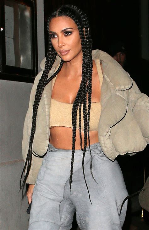 Kim Kardashian’s Long Braids Hairstyle At Paris Fashion Week Pics