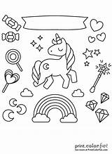 Unicorn Rainbow Candy Stars Coloring Pages Print Printable Birthday Colouring Color Printcolorfun Candies Star Calendar Book Hearts Books Kids Fairytale sketch template