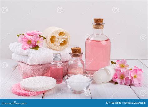 pink spa setting stock photo image  healthy rose