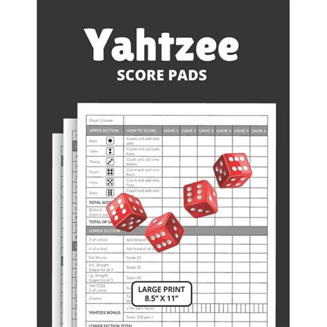 yahtzee score pads large print size    paperback walmart