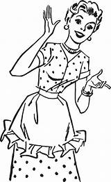 Housewife Hausfrau Homemaker 50s Dona 50er Jahre Presenter Thecaregiverspace Mounted Glückliche Feliz Retroclipart sketch template
