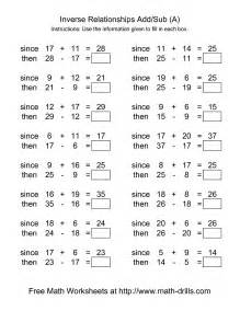 inverse relationships addition  subtraction range