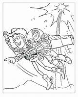 Coloring Buzz Pages Lightyear Woody Getcolorings Flying sketch template