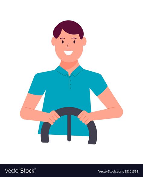 man holding car steering wheel driving automobile vector image