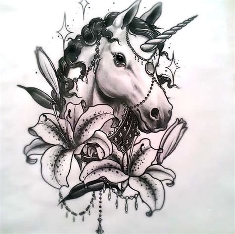 unicorn  lilies tattoo design unicorn tattoo designs horse
