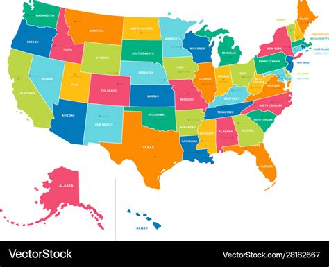 united states bright colors political map vector image