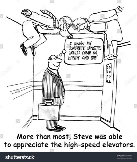 business cartoon  elevator riding stock illustration