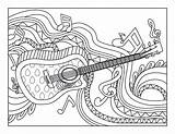 Coloring Guitar Pages Adults Printable sketch template