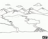 Rios Paisaje Ríos Cordillera Lagunas Lagos Pintar Montañas Colorearjunior Landscapes Valles Landschap Rivieren Twee Landschappen Fiumi Paesaggio Río sketch template