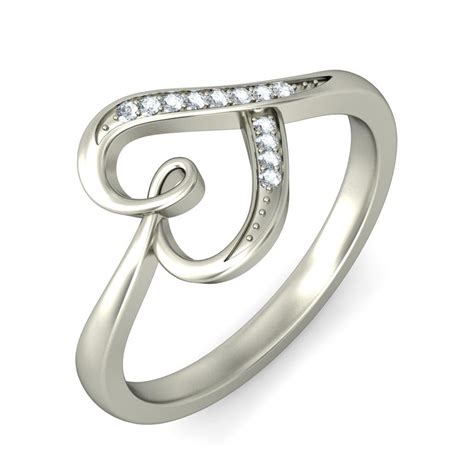 enthralling heart ring engagement ring  carat diamond  white gold