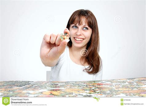 woman doing puzzle royalty free stock image image 9725346