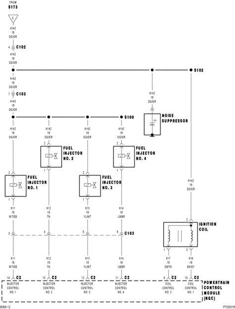 chrysler pt cruiser     wiring diagram  motor  transmission