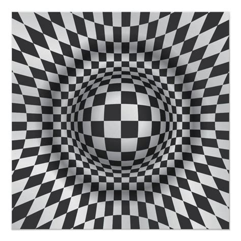 Black White Op Art Optical Illusion Print Poster Poster Zazzle