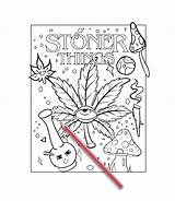 Stoner Weed Colouring Trippy Smoking sketch template