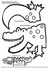 Crocodile Craft Coloring Crafts Pages Alligator Kids Activities Paper Cartoon Printable Preschool Letter Colouring Wobbly Puppet Crocodilo Reptile Print Color sketch template