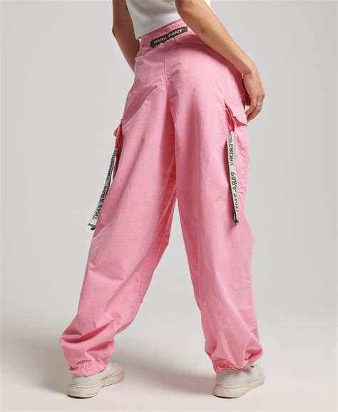 womens baggy parachute pants  marne pink superdry