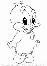 Looney Tunes Baby Daffy Draw Step Drawing Cartoon Drawingtutorials101 sketch template