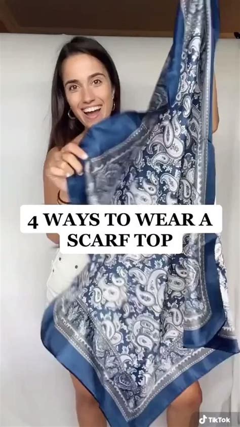 4 Ways To Style A Scarf Top [video] In 2020 Scarf Top How To Wear A