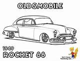 Coloring Pages Car Muscle Cars Hot Rod American Print Brawny Oldsmobile Old Printable Clipart Rocket Chevy 1949 Cartoon Nova Drawings sketch template