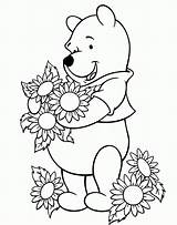 Coloring Pooh Winnie Flowers Fond Very Pdf sketch template
