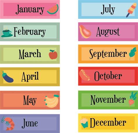 printable months   year labels