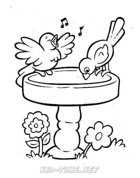 birds bird bath animals coloring book pages kids time fun places