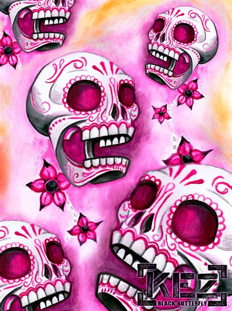 pink sugar skull wallpaper skulls  feardakez
