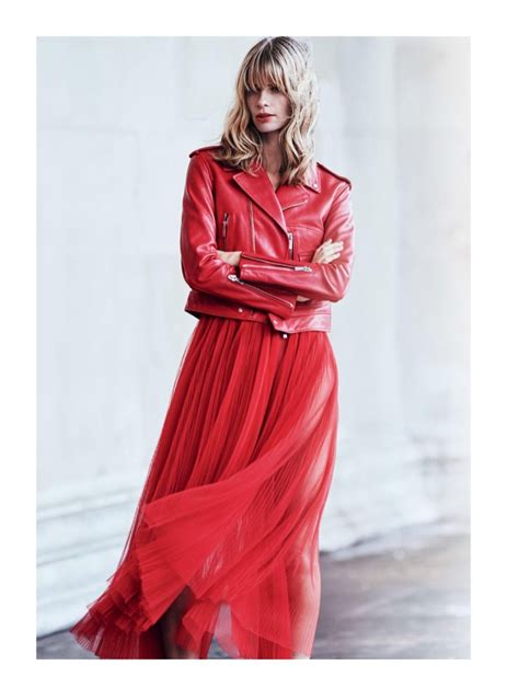 julia stegner is ‘the woman in red for harper s bazaar uk