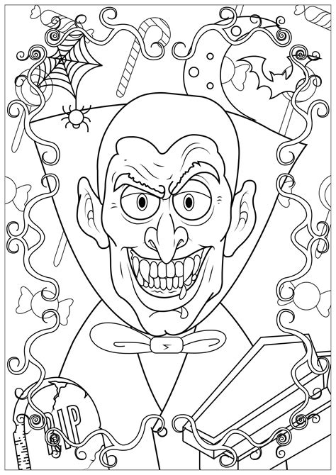 vampire halloween halloween adult coloring pages