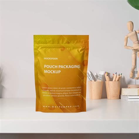 pouch packaging mockup psd template mockup den