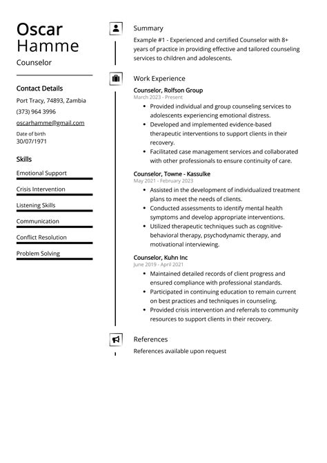 counselor resume   guide