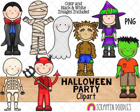 halloween clipart halloween party costume graphics etsy