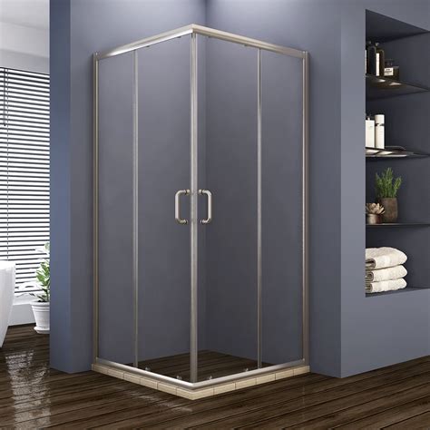 elegant    double corner sliding shower door  glass brushed