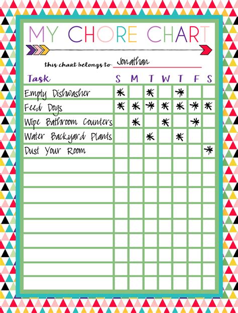 printable chore chart template collection bankhomecom