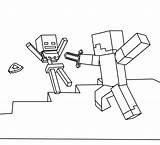 Coloring Minecraft Steve Skeleton sketch template