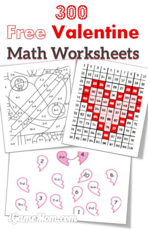 valentine math worksheets  kids