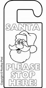 Santa Door Christmas Hanger Colouring Stop Colour Coloring Please Pages Template Eve Hangers Knob Printables Templates Children Signs Father Lots sketch template