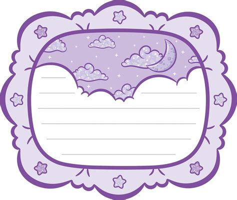 blank cute note paper planner frame  pastel coloring   moon